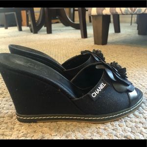 Authentic Chanel Open Toe wedges